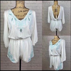 Forever21 Embroidery Details Open Back Romper